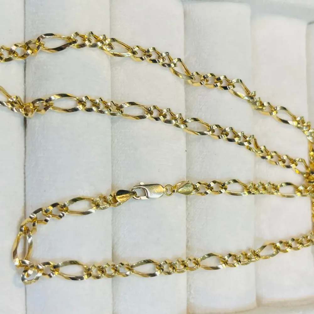 زنجیر طلا 18 عیار فیگارو وزن 8.260 گرم اجرت ساخت ۱۲ درصد کد GD01 000285 - تصویر 2