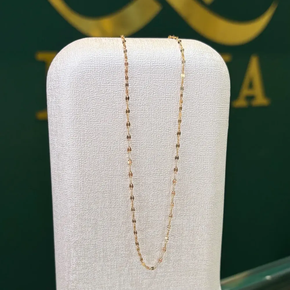 زنجیر طلا 18 عیار پولکی ۴۰ سانت وزن 0.750گرم اجرت ساخت ۱۲ درصد کد GD01 000028