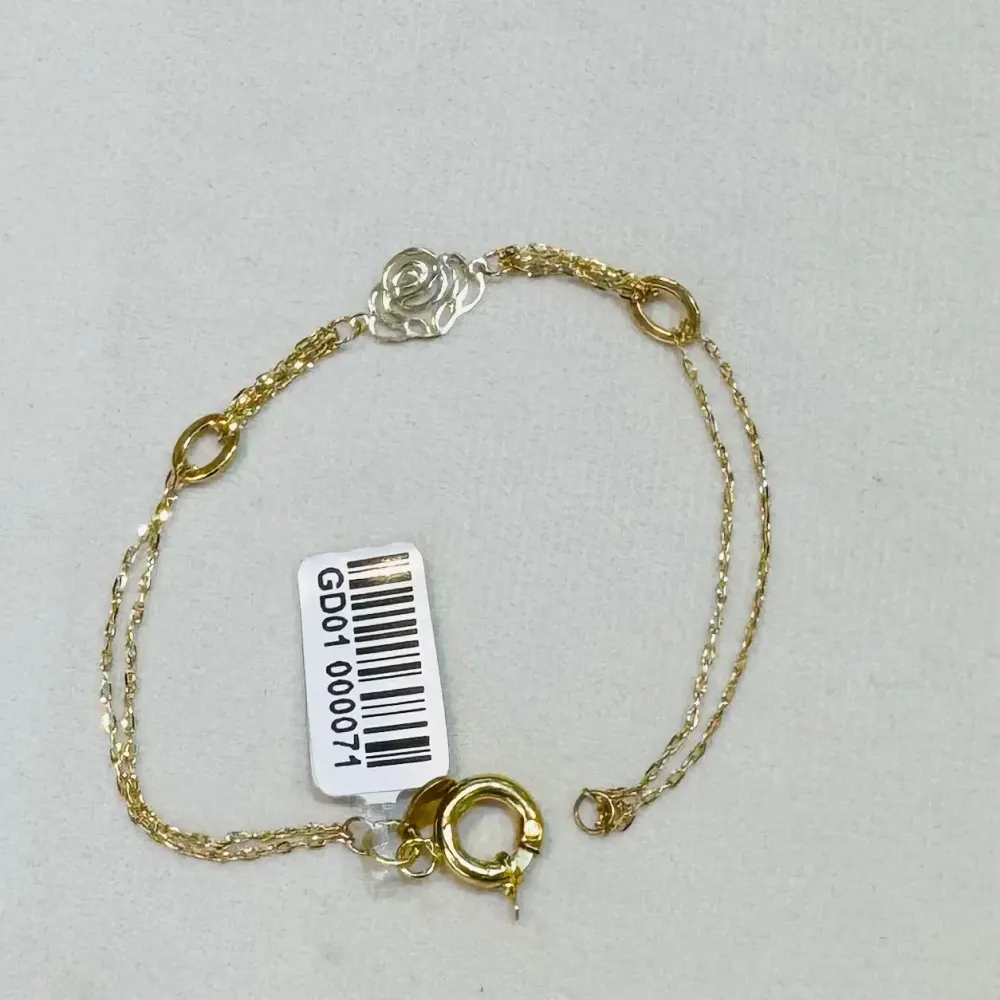 دستبند طلا ۱۸ عیار مینیمال گل رز وزن ۱٫۷۴۰ گرم اجرت ساخت ۱۲ درصد کد GD01 000071