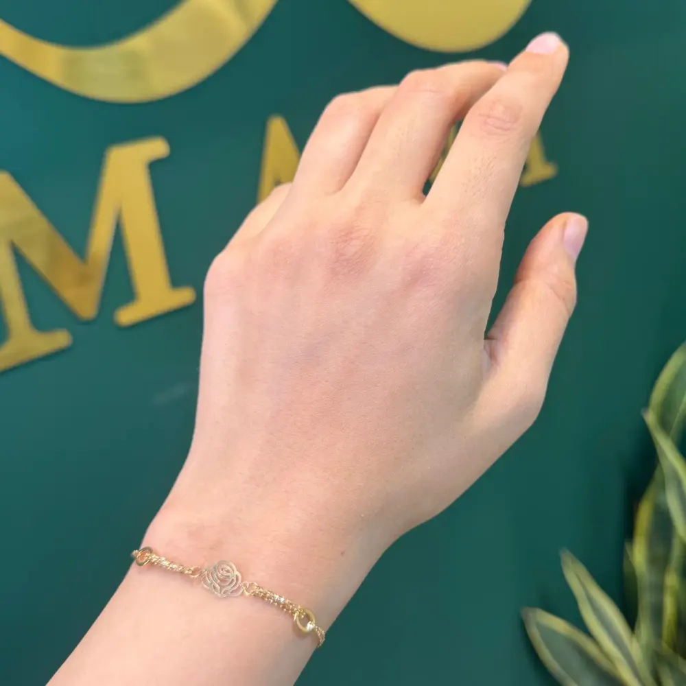 دستبند طلا ۱۸ عیار مینیمال گل رز وزن ۱٫۷۴۰ گرم اجرت ساخت ۱۲ درصد کد GD01 000071 - تصویر 4