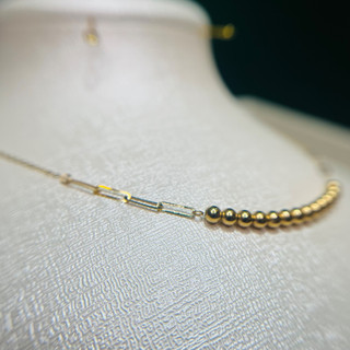 گردنبند طلا 18 عیار مینیمال گوی وزن 0.840 گرم اجرت ساخت ۱۵ درصد کد GD01 000036