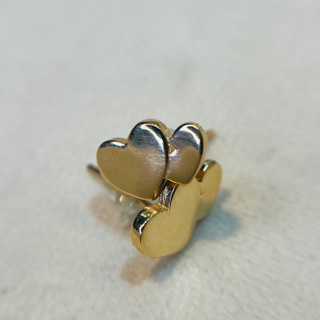 گوشواره طلا 18 عیار میخی دوقلب آینه ای وزن ۱.۱۵0 گرم اجرت ساخت ۷ درصد کد GD01 000117